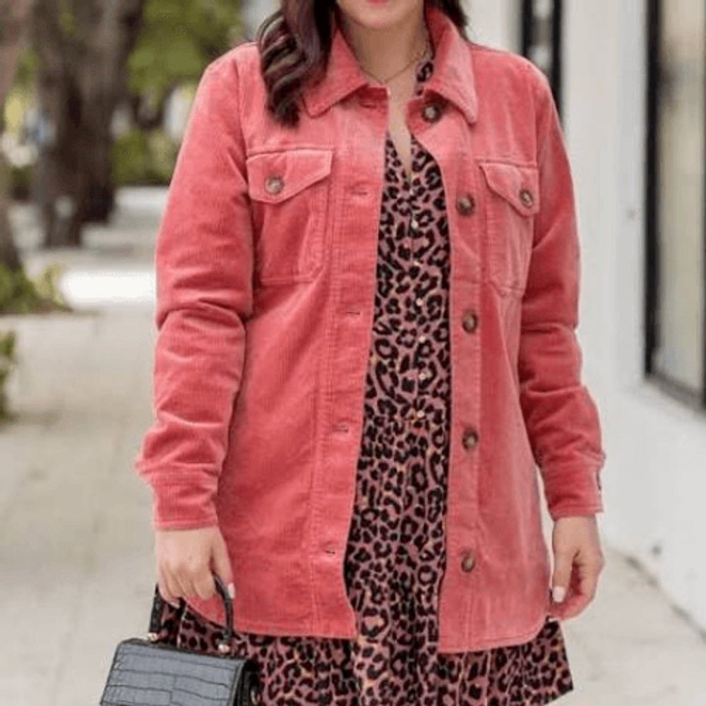 LOFT Pink Corduroy Shacket